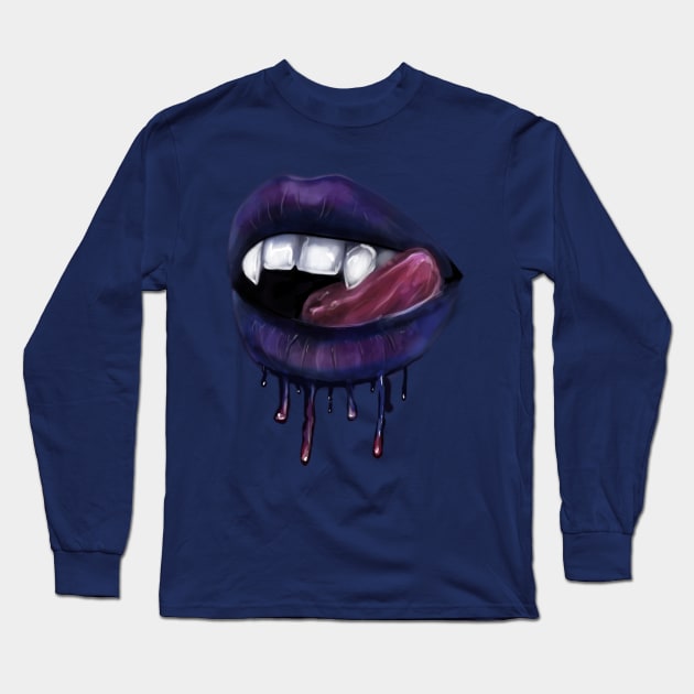 sexy vampire lips with tongue Long Sleeve T-Shirt by ISFdraw